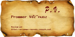 Prommer Vénusz névjegykártya